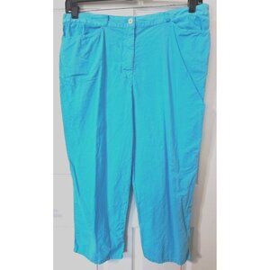 Fresh Produce Women's XL Blue Cropped Flat Front Pocket Pants 23" Inseam
